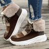 Зимние ботинки женские пушистые хлопковые туфли на открытом воздухе нескользящие плюшевые теплые зимние ботинки на платформе модные полусапожки средней высоты с загнутыми носками