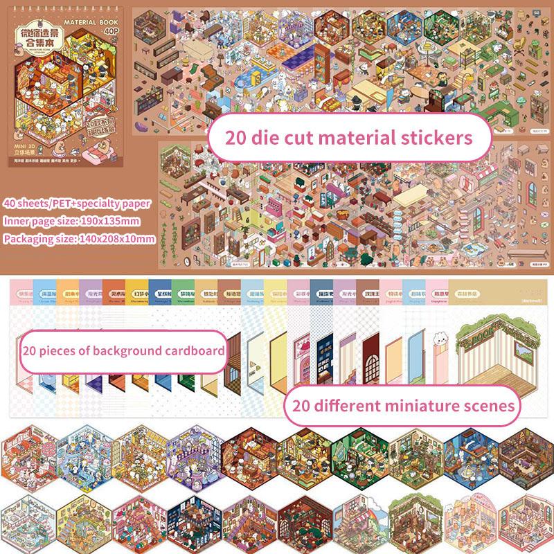 DIY 3D Stickers Landscape Stickers Collection Book Album Cartoon Scene Christmas Toy Game Festival Birthday Gift For Kid Child