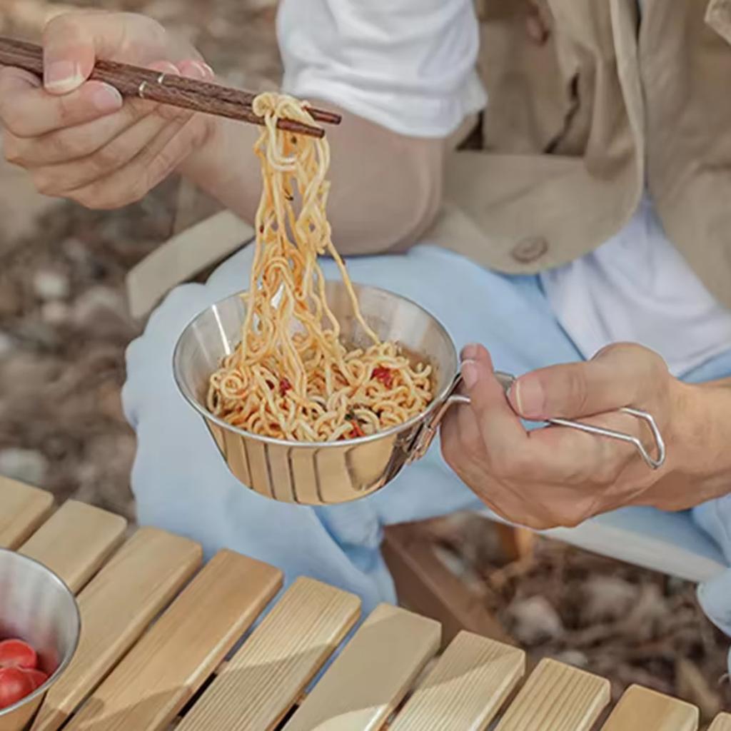 1 шт.-Миска из нержавеющей стали 304 для кемпинга на открытом воздухе, миска для риса для пикника, складная чашка для барбекю, кружка для альпинизма, портативная посуда для кемпинга