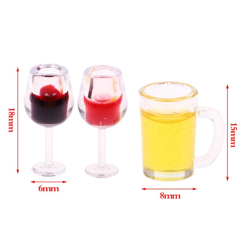 5Pcs 1:12 Dollhouse Miniature Wine Cup Beer Mug Wine Bottle Model Doll Decor Toy