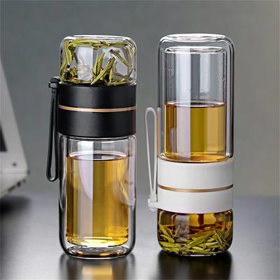 Стеклянные бутылки для воды, бутылка для заварки чая, разделительная кружка для чая, двухслойная портативная чашка для воды, домашняя бутылка для воды, креативный подарок, чашка