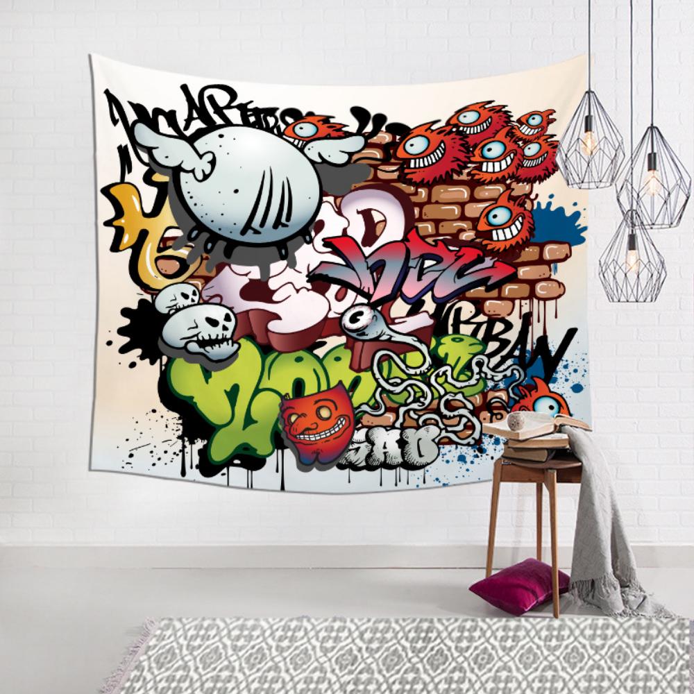 American Style Graffiti Cartoon Tapestry Car Road Tavern Wall Decoration Background Cloth Ins Wind Hanging Cloth