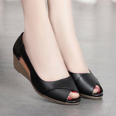 Повседневные сандалии женские босоножки на танкетке туфли-лодочки с пряжкой на щиколотке с открытым носком Fish Mouth Med Летняя женская обувь Модная обувь на танкетке88u