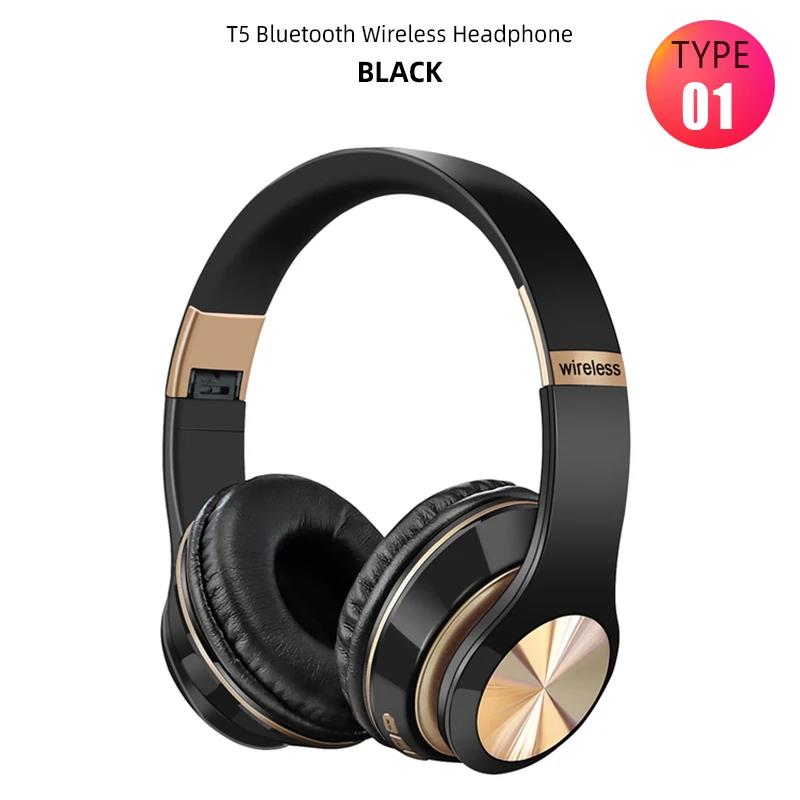 T5 Bluetooth Наушники Накладные Беспроводные Наушники с Микрофоном Музыкальная Гарнитура Для Игроков Складные Auriculare Fone Для Huawei iPhone