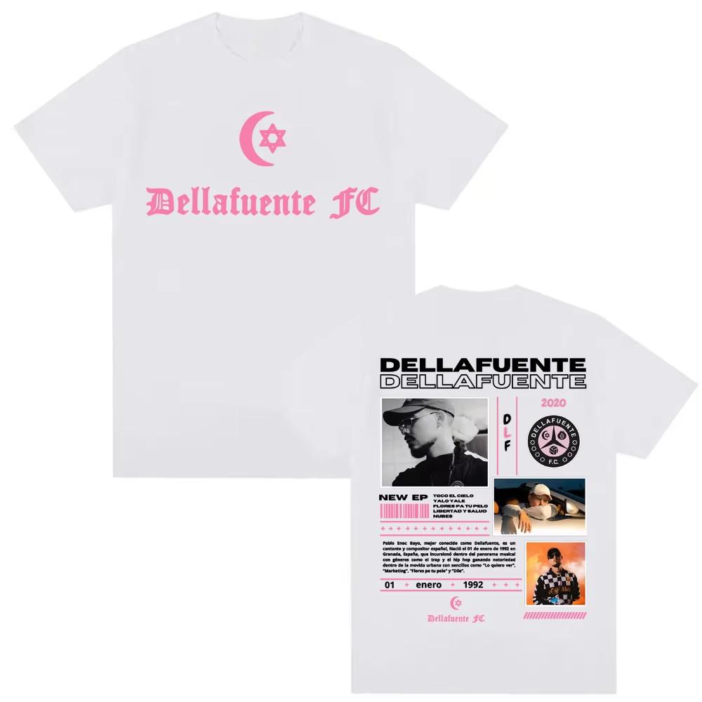 Rapper Dellafuente Тур 2025 Футболки с принтом для мужчин Модный тренд Харадзюку Крутая футболка Унисекс Высокое качество Круглый вырез Свободная футболка