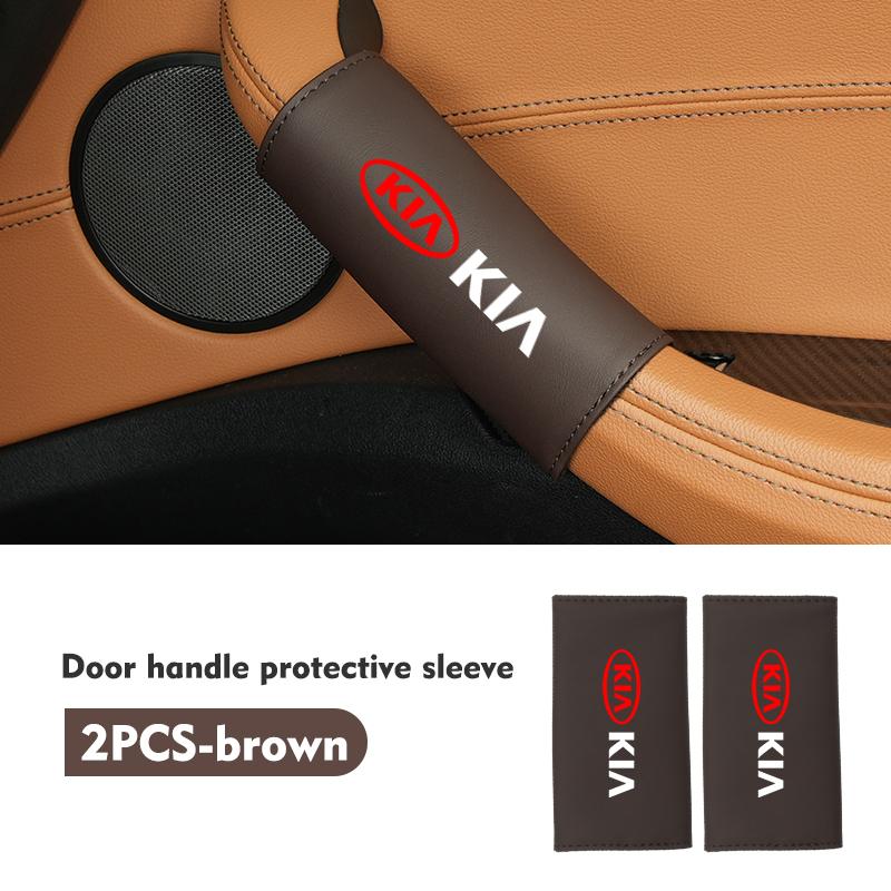 BBEH3 For KIA Car Door Handle Leather Auto Protective Case Cover Sportage Rio Ceed Niro Soul Stonic Picanto Proceed