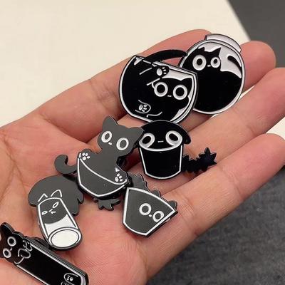 Креативный мультфильм Маленькая черная кошка Брошь Причудливая личность Черная кошка Животное Брошь Одежда Сумки Аксессуары Брошь Подарок