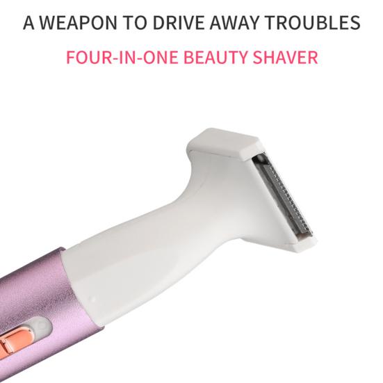 Женский триммер для волос со сменными насадками 3/4, многофункциональная электробритва, инструмент для удаления волос в области носа, ушей, тела, бикини, рук, ног