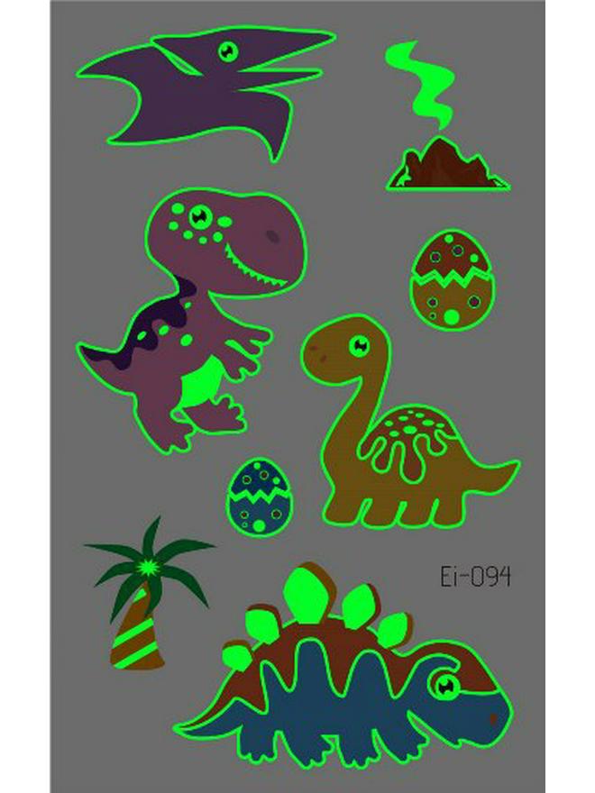 Светящиеся в темноте тату-наклейки динозавров для детей - Веселье для вечеринок и костюмов