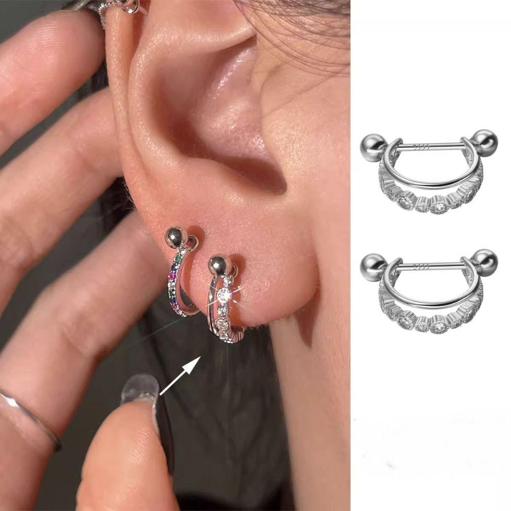 Ювелирные изделия для пирсинга Серьги для пирсинга Серьги серебряного цвета Хрящевая спираль Серьги с винтом Серьги CZ