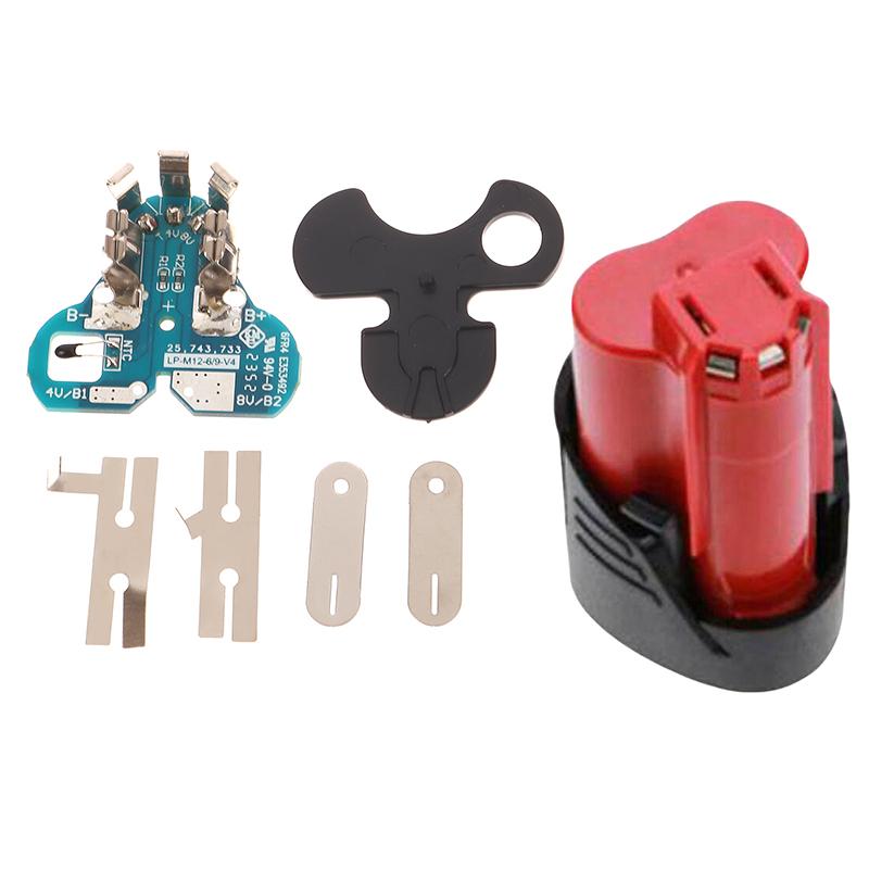 1 комплект для литий-ионного аккумулятора Milwaukee 12 В 1,3 Ач 1,5 Ач для литиевого аккумулятора M12, пластиковый корпус, защитная печатная плата