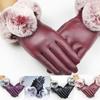 Windproof Thicken Warm Plus Velvet Touch Screen Mittens Faux Fur Gloves Cashmere Gloves PU Leather