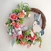 NEW Easter Rabbit Flowers Wreath Ribbon Wreath Door Wall Oranments Home Party Festival Decoration