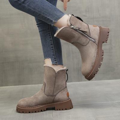 Зимние сапоги женские 2024 Новые Большие Бархатные Женские Туфли Теплые Сапоги Толстые Хлопковые Туфли Черные Женские Сапоги С Мехом Botas De Mujer