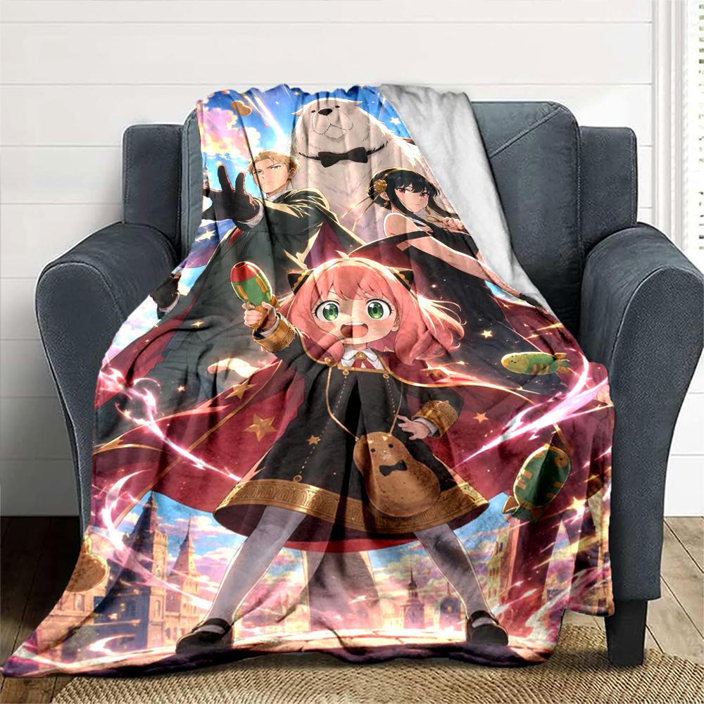 Spy x Family Print Flannel Blanket High Quality Warm Comfortable Cover for All Seasons Perfect for Gifts Home Decor