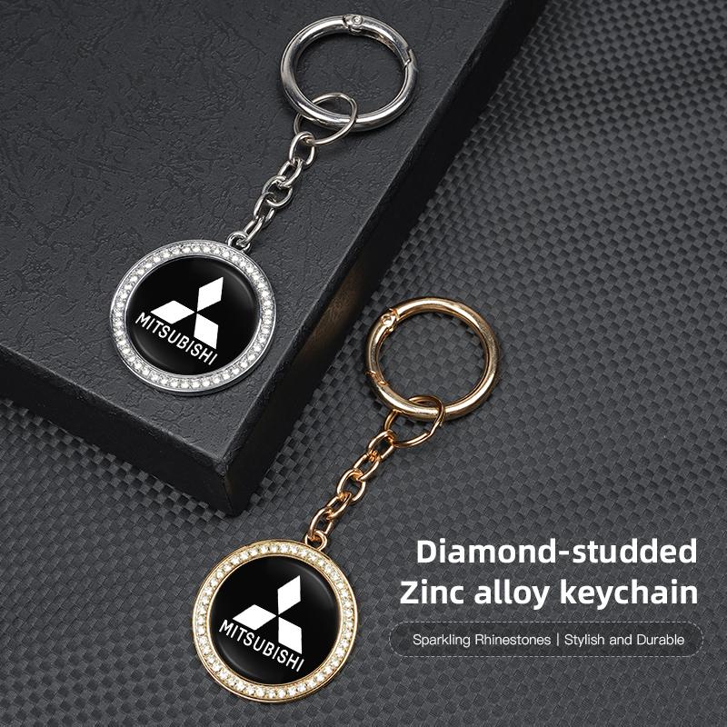 Diamond Car Key Ring Key Chain Auto Accessories For Mitsubishi Lancer Ralliart ASX Mirage Pajero Xpander Attrage L200 Eclipse