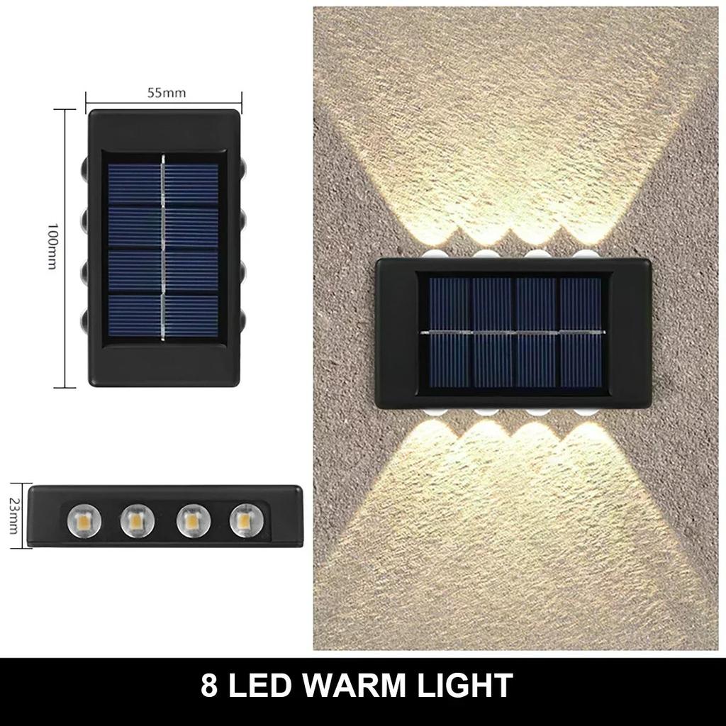 12/10/8/6/4/2 LED Solar Wall Lamp Outdoor Waterproof Up and Down Luminous Lighting for Garden Fence Decoration Sunlight Light