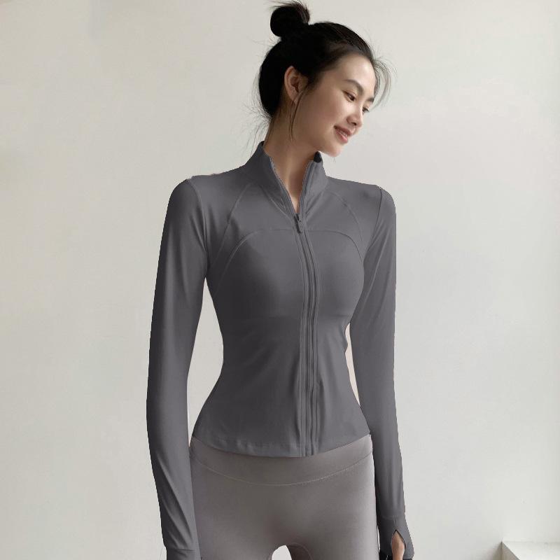 Spring yoga clothes, women's long-sleeved jackets, running training, fitness clothes, quick-drying, windproof, and exercise clothes.