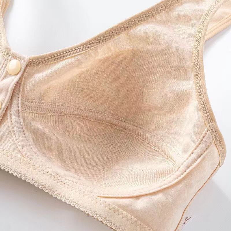 Беспроводные хлопковые бюстгальтеры для женщин нижнее белье спереди закрытый бюстгальтер повседневное удобное нижнее белье большой бюст вышивка повседневный легкий открытый пуговица спереди