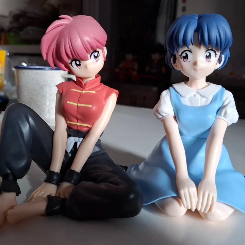 В наличии 10 см Ranma 1/2 Тэндо Аканэ Ранма ПВХ Аниме Фигурка Периферия Каваи Сидячие Игрушки Настольные Украшения для Автомобиля Модель Подарки