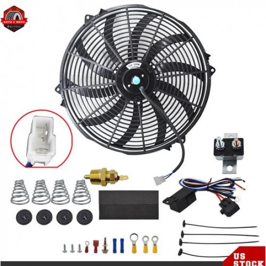 Electric Radiator 16" Fan High 3000+ Cfm Thermostat Wiring Switch Relay Kit