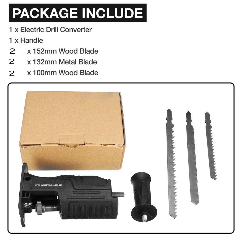 Портативная электрическая пила, головка отвертки, возвратно-поступательный адаптер, электрическая дрель для электрической пилы, бытовые инструменты для резки металла по дереву