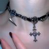 Punk Dark Wind Diamond Cross Necklace Jewelry Spice Girl Goth Versatile Niche Design Neck Chain Collarbone Chain
