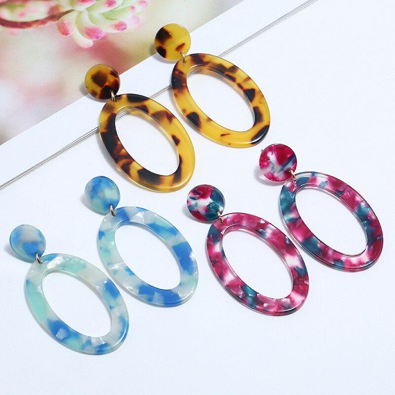 Модные женские геометрические ацетатные акриловые серьги леопардовые овальные серьги-гвоздики ювелирные изделия