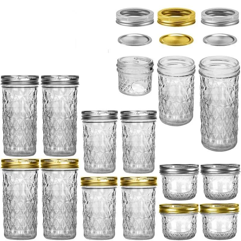 Банка Mason Jar с широким горлом 100/250/350/500/650 мл для джема, желе, меда, свадебных сувениров, еды, маленькие консервные банки с герметичными крышками