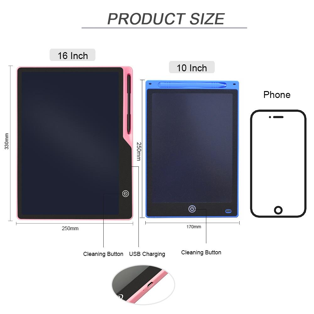 16/10-дюймовый ЖК-планшет для рисования для детей, развивающие игрушки, планшет для рисования дудлов, детские подарки, USB-зарядка, электронный планшет для рукописного ввода