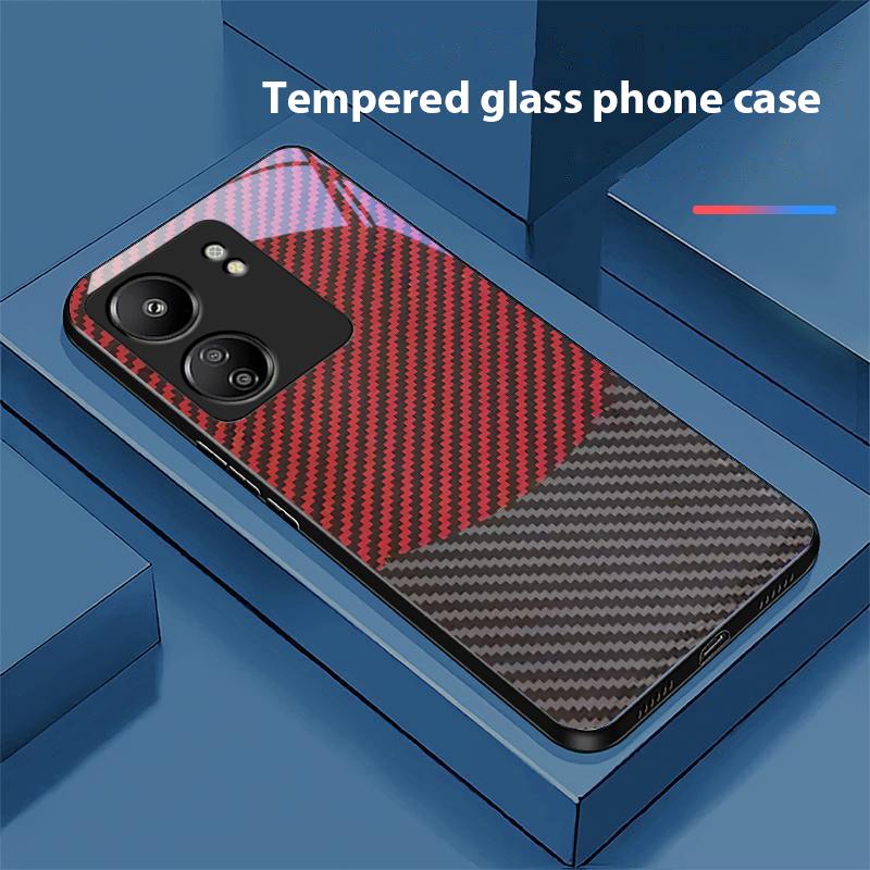 Двухцветные полосы для Xiaomi Redmi 13C Note13 12 Pro Plus 5G Note 9 13T Pro POCO X6 F5 F6 Черный Чехол для телефона из закаленного стекла