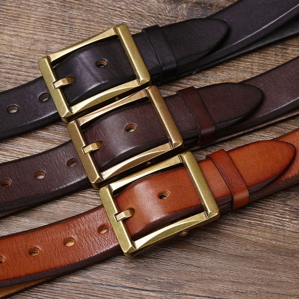 Грубый Американский Ретро Утолщенный Кожаный Ремень Первый Слой Коровьей Кожи Мужской Ремень Медная Пряжка Повседневный Ремень для Джинсов Мужской