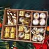 24Pcs/Box Christmas Ornament Gift Box Candy Cane Ball Mini Bowknot Xmas Tree Hanging Ornament Holiday Festival Party Decor Pendant