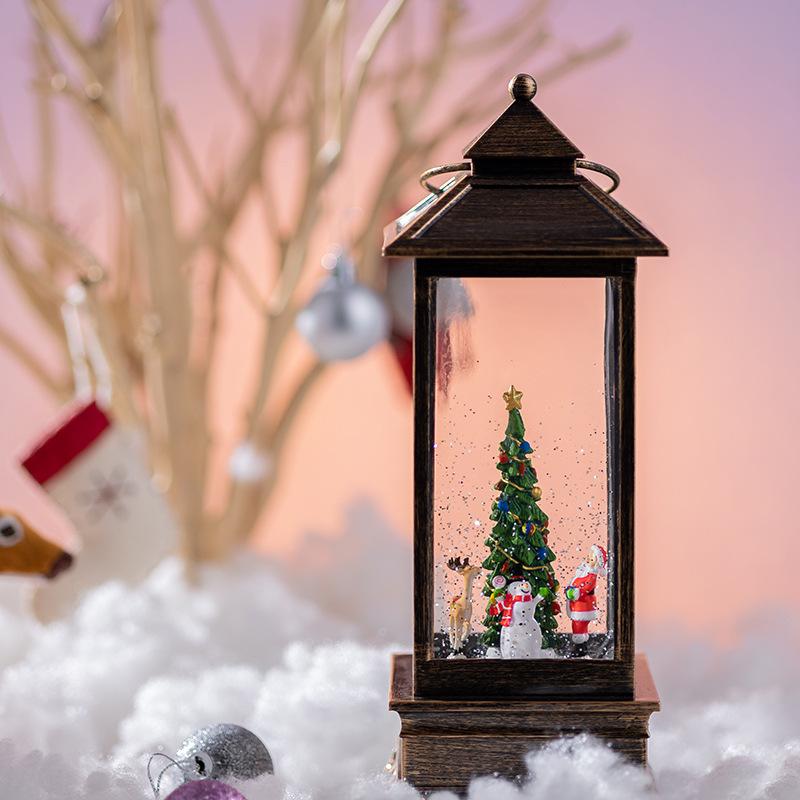 Рождественская карусель Старик Дерево Музыкальная шкатулка Хрустальный шар Музыкальная шкатулка Дрейфующий снег Детский подарок на день рождения Ретро