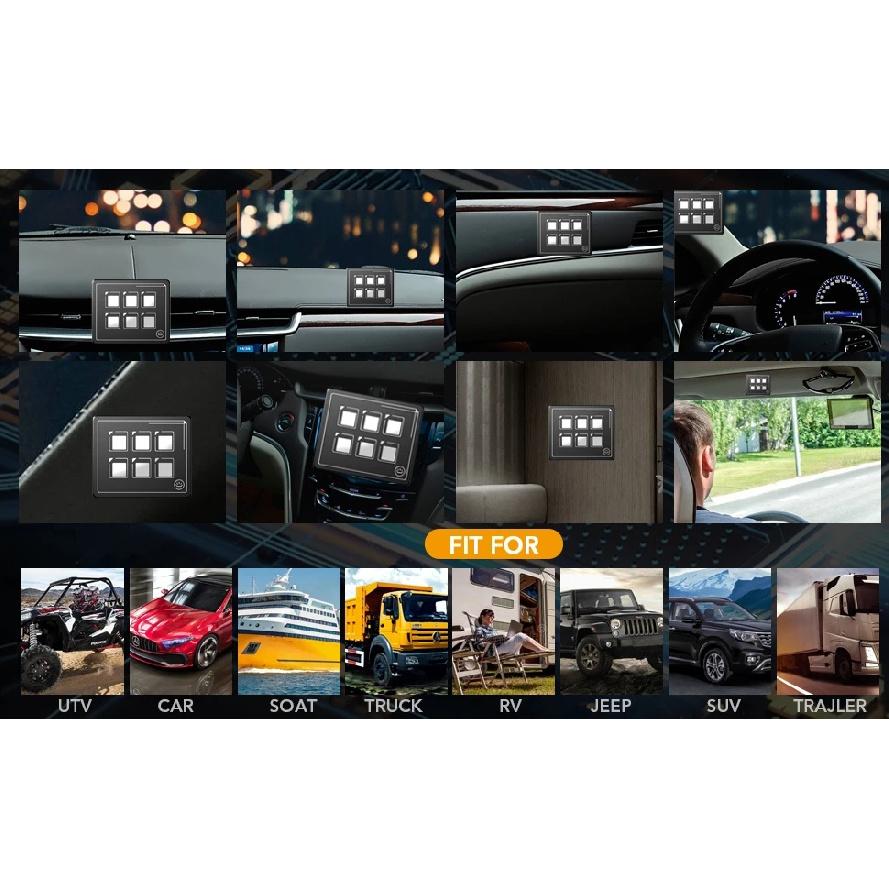 6P/10P Membrane Control Switch Panel with Bluetooth APP Control and IP67 Waterproof Backlight LED Module Panel for Car Boat RV