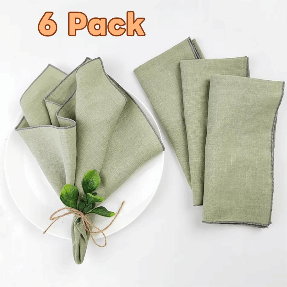 6PCS Square Cotton Linen Napkin Sewn Edged Tea Towel Multi-functional Dining Table Napkin Wedding