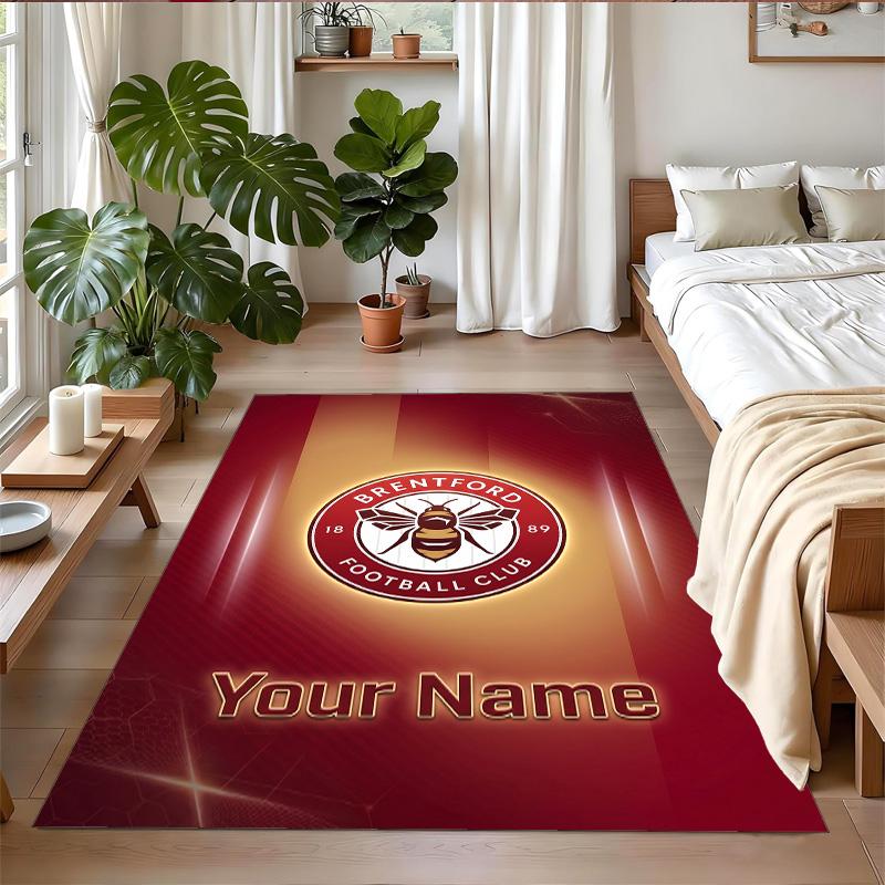 Crystal Velvet Rug Custom Name Text, Soft Non Slip Floor Mat Home DecorBrentford Football