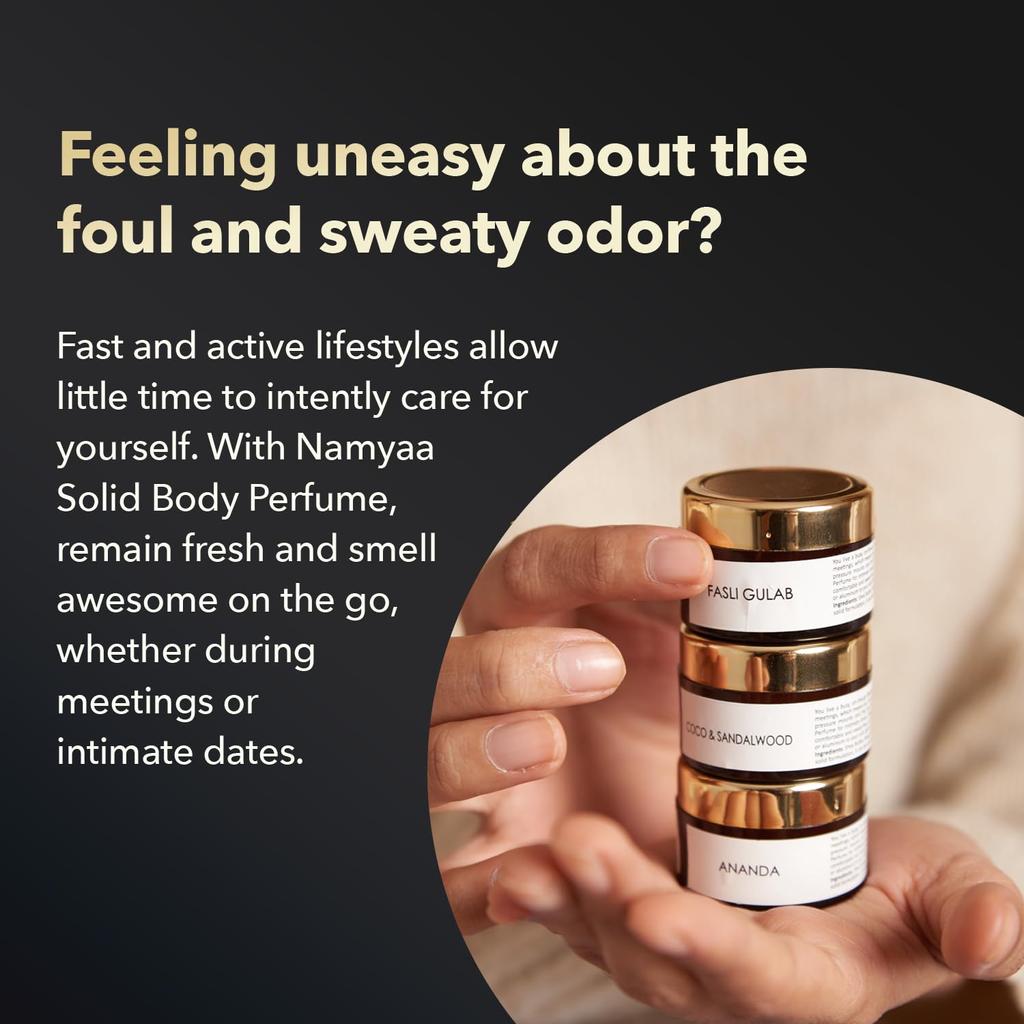 Solid Natural Body Perfume for Sensitive Areas Underarms, Inner Thigh, Knee and Bikini Area for Women (Pack of 3)