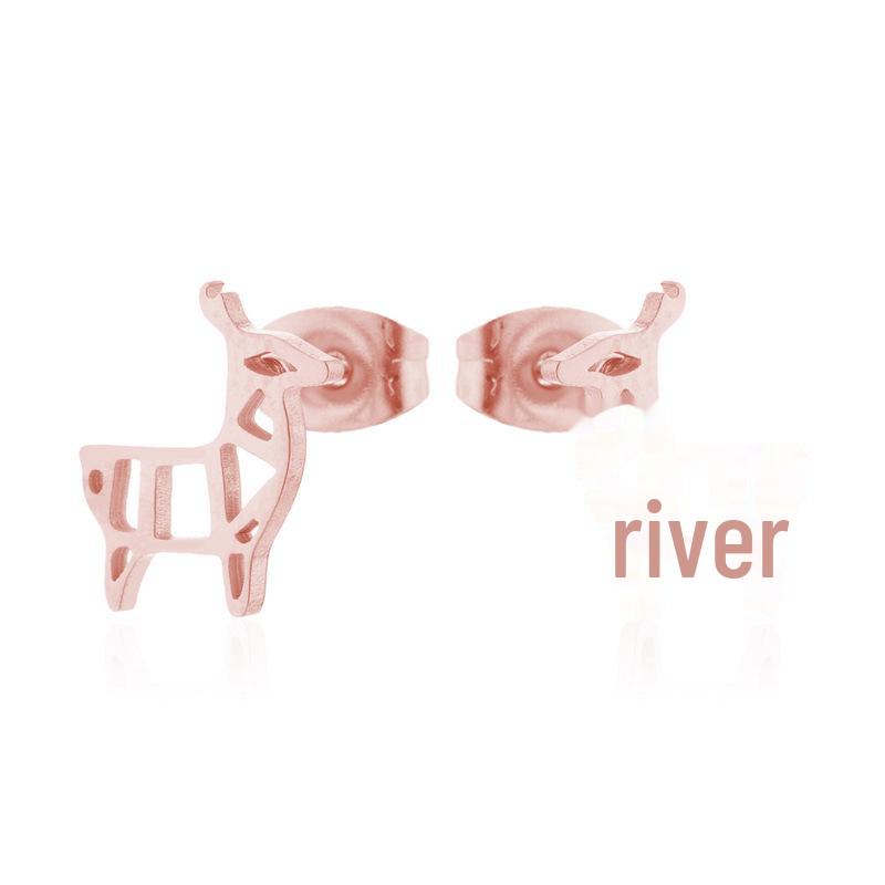 Серьги-гвоздики в стиле ретро из нержавеющей стали с милыми животными - рождественские серьги-гвоздики в виде птиц, кроликов и оленей