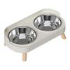 Non Slip Stainless Steel Double Bowl Pet Food Dish With Anti Spill Design For Cats And Dogs Durable Easy Clean