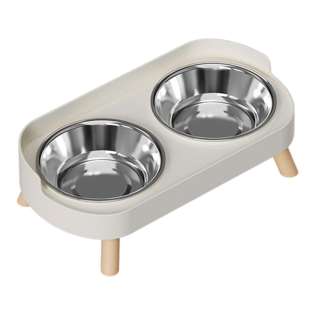 Non Slip Stainless Steel Double Bowl Pet Food Dish With Anti Spill Design For Cats And Dogs Durable Easy Clean