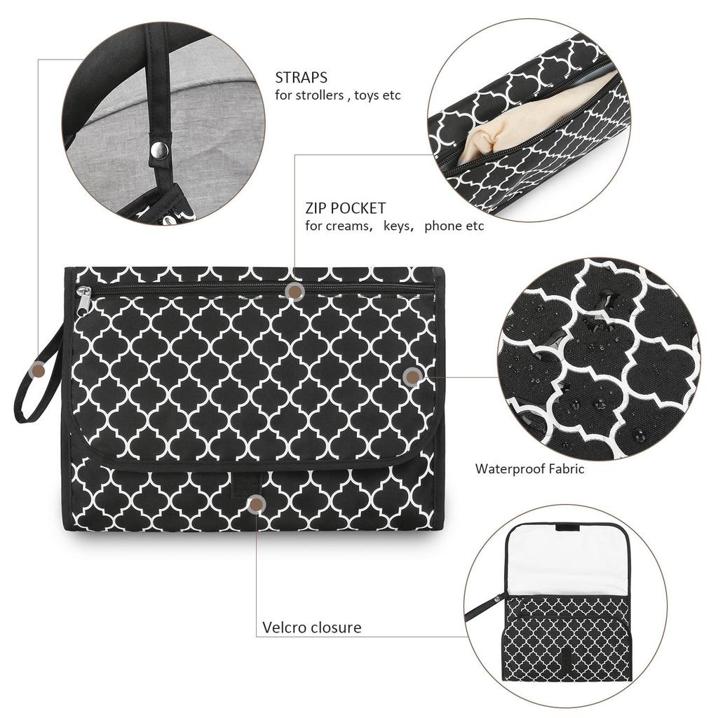 CPC Portable Waterproof Diaper Changing Pad with Wet Wipe Mommy Bag