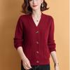 Женский вязаный кардиган, свитер, куртка, весна-осень, короткий однотонный трикотажный кардиган с V-образным вырезом