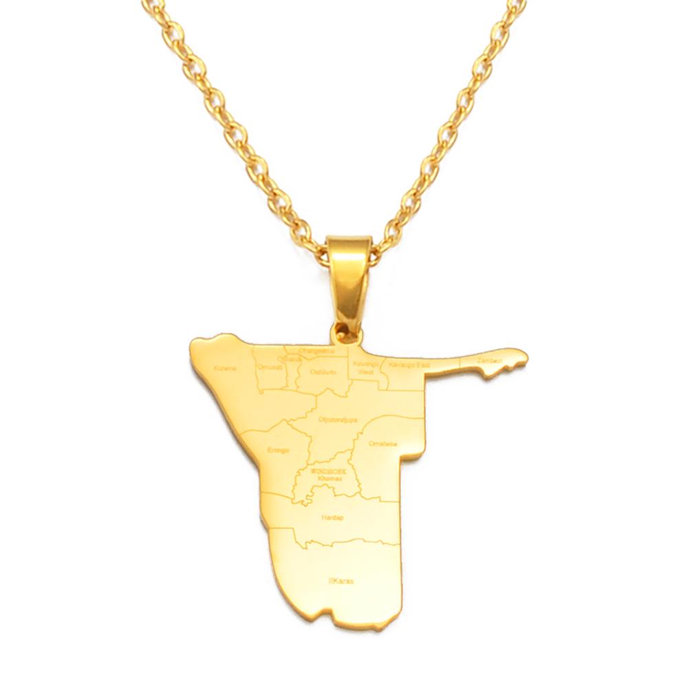 Anniyo Namibia Map With Cities Pendant Necklaces African Country Maps Jewelry Namibian @305001