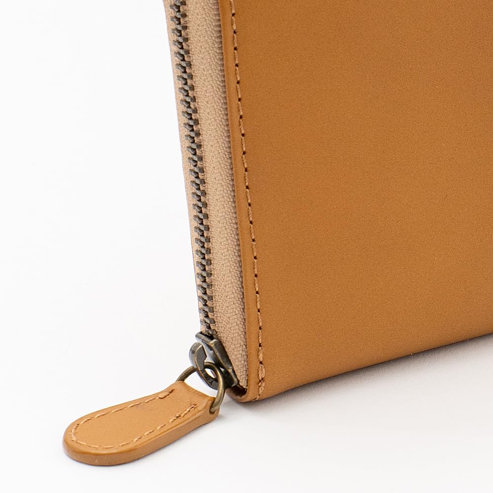 E-MONO Genuine Leather Long Wallet, Himeji Leather, Skimming Prevention, Men's Round Zipper Wallet, Leather Zipper Purse, Long Wallet, Business