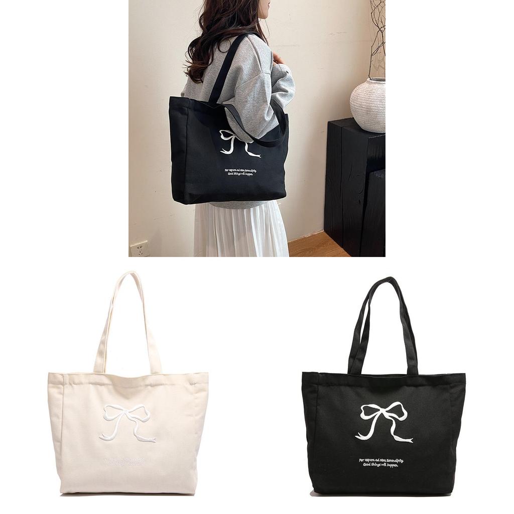 Nylon Canvas Large Capacity Tote Bag With Zipper Closure For Daily Use