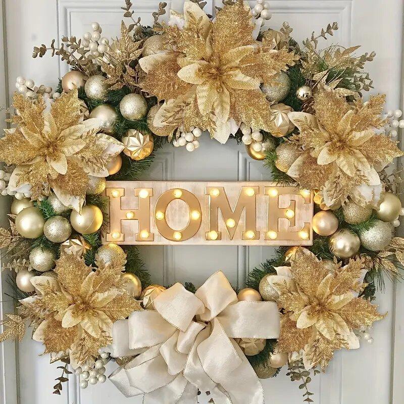 14 см подарочный новогодний блеск искусственный для дома веселые рождественские украшения рождественские цветы елочные украшения 1 шт нежные ювелирные изделия