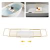 201 Нержавеющая сталь 68-90 см Расширяемый поднос для ванны, Золото+Белый мрамор Прямоугольный поднос для ванны, Крепление для ванны для дома