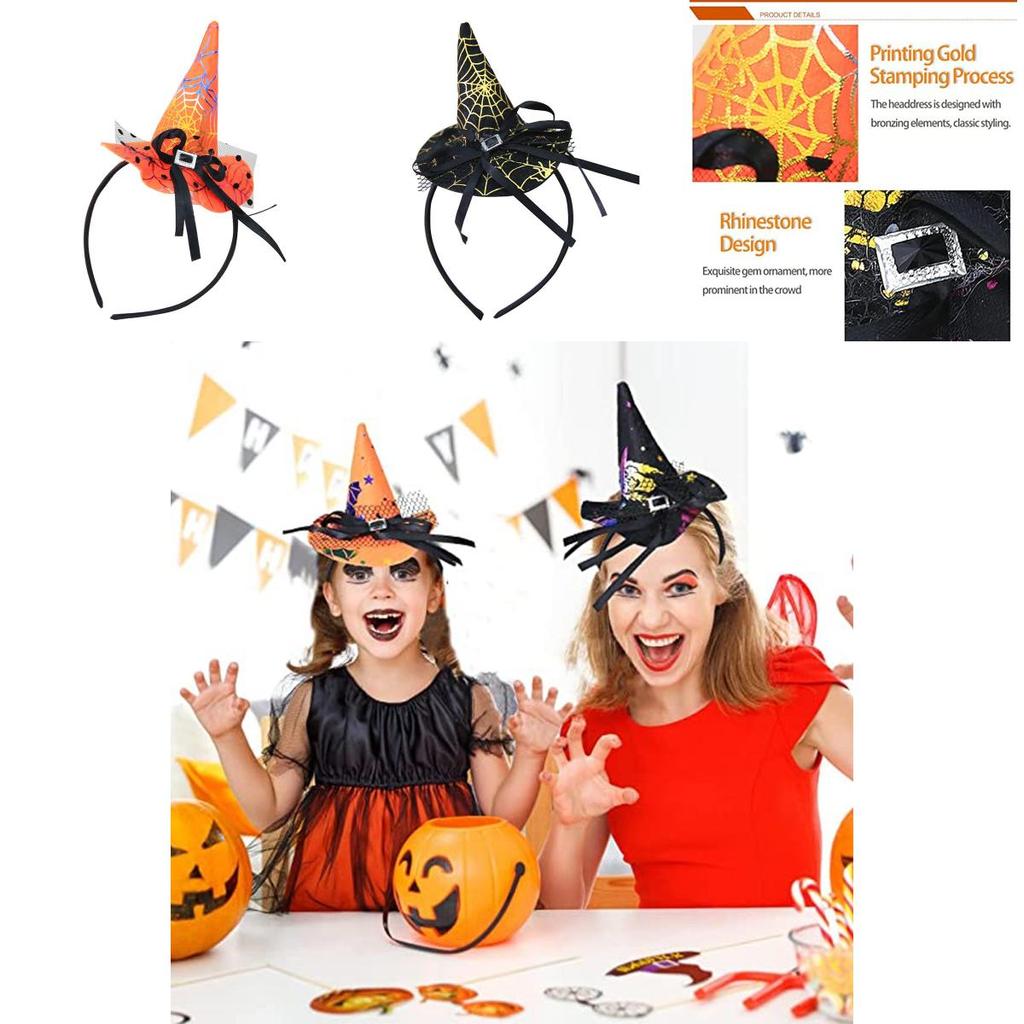 Элегантный Хэллоуинский Ободок в виде Шляпы Ведьмы с Кружевом Паутина и Дизайном Тыквы