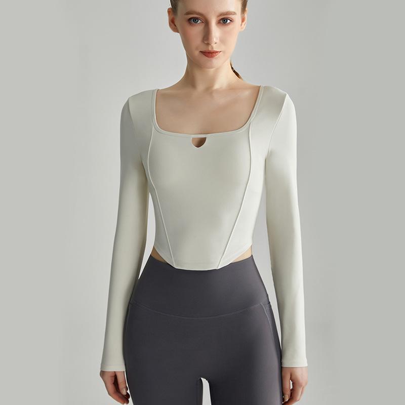 Топ для йоги LAHN с длинными рукавами и встроенной накладкой на грудь для похудения
